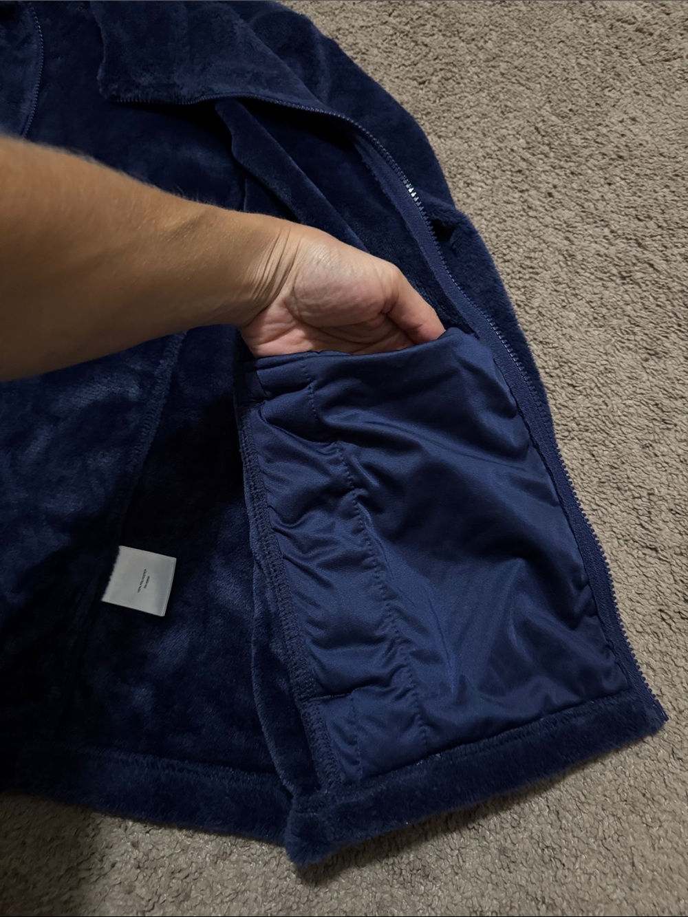 Wmns LANDS END Plush FullZip-Sz XL Petite-Navy-Pockets-EUC - Picture 15 of 15